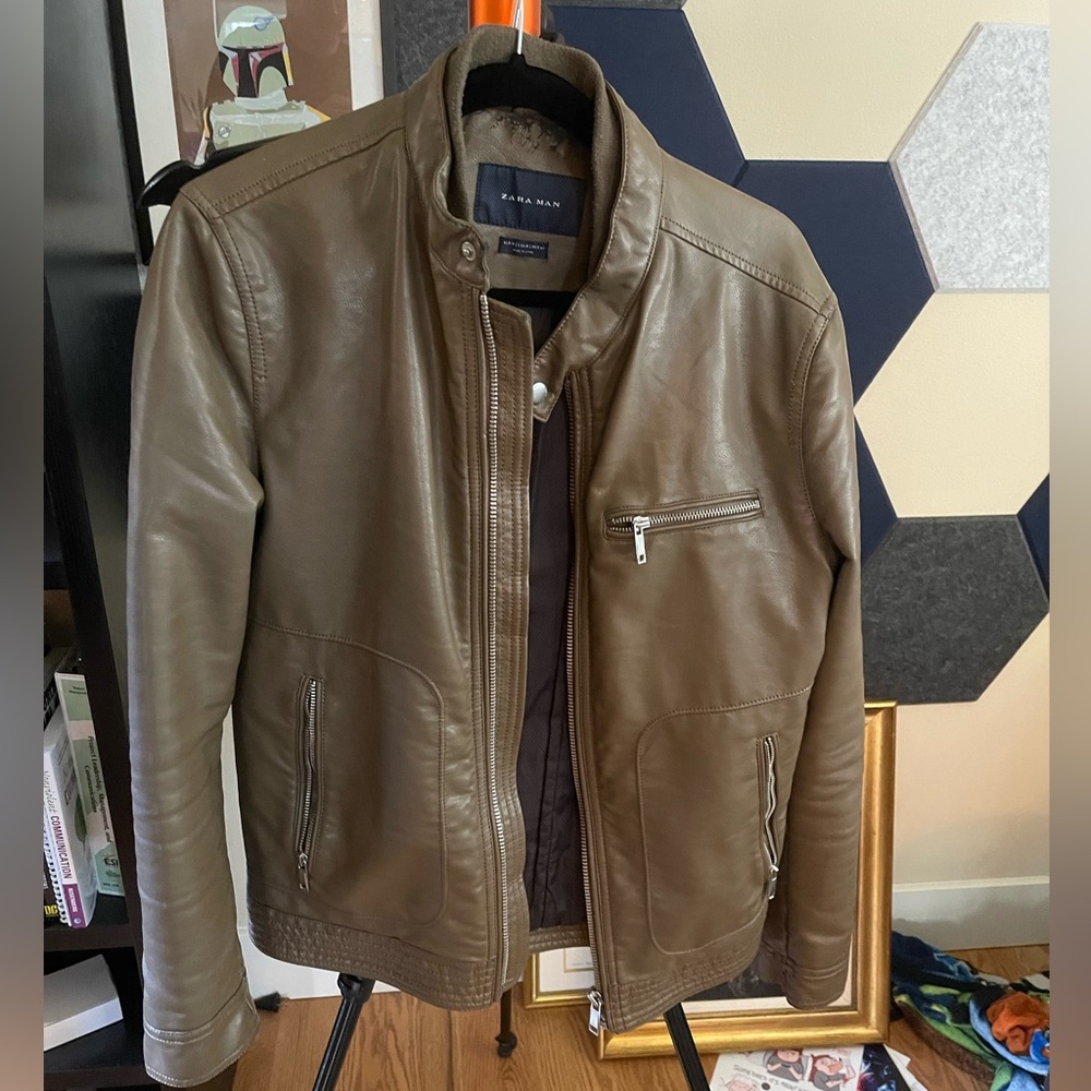 Zara Man Faux Leather Jacket Sz M
